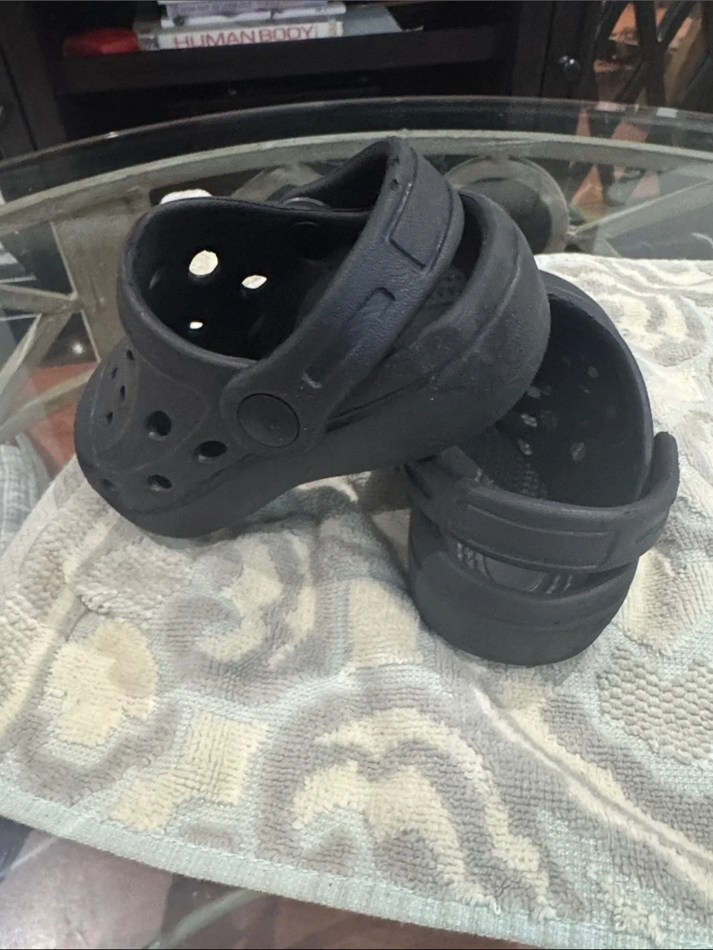 Kids Black Ventilated Slip-On Clog Sandals with Adjustable Heel Strap